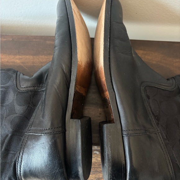 COACH Black Leather and Fabric Boots - Picture 7 of 16